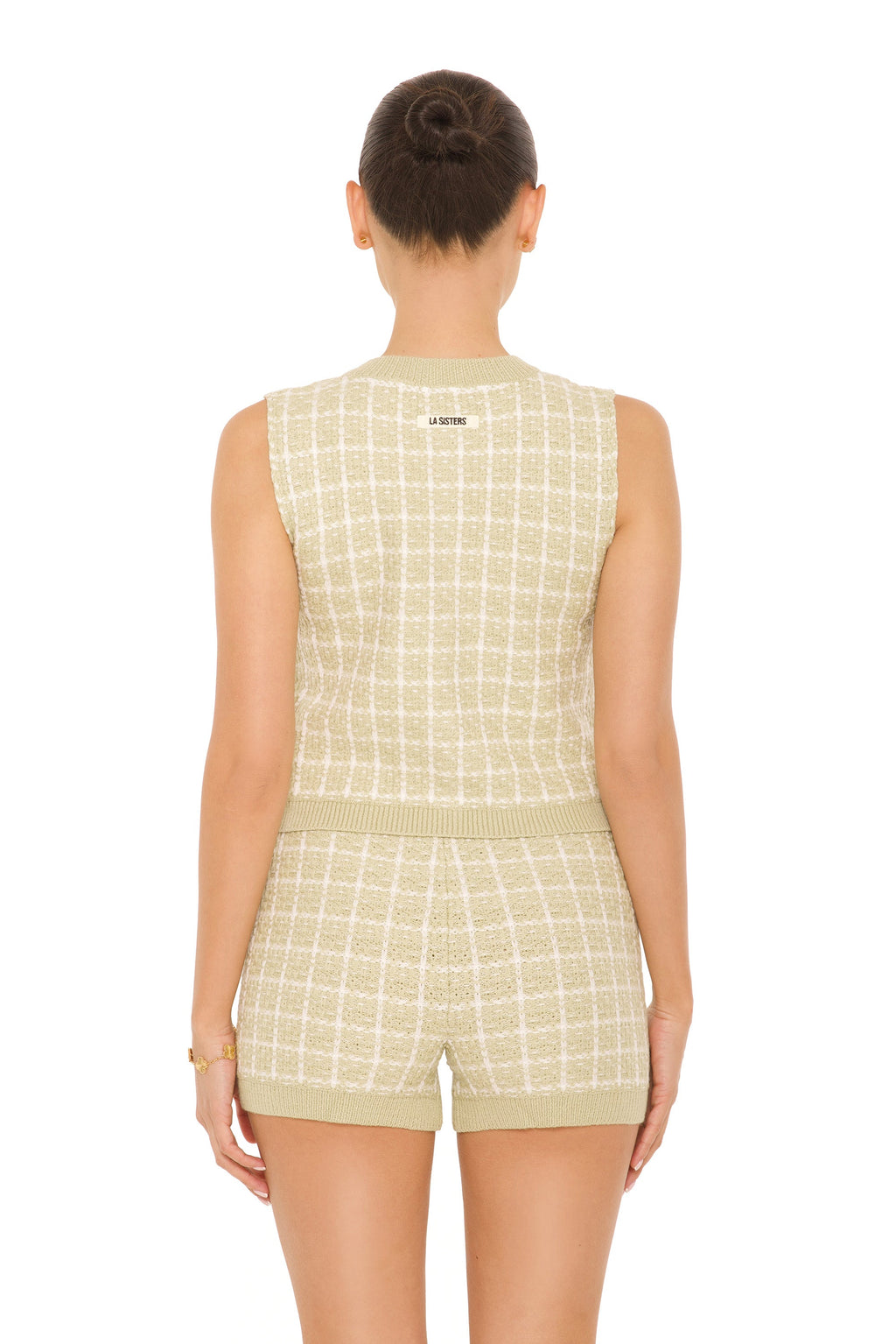 Knitted Checked Short Co-ord Pistachio